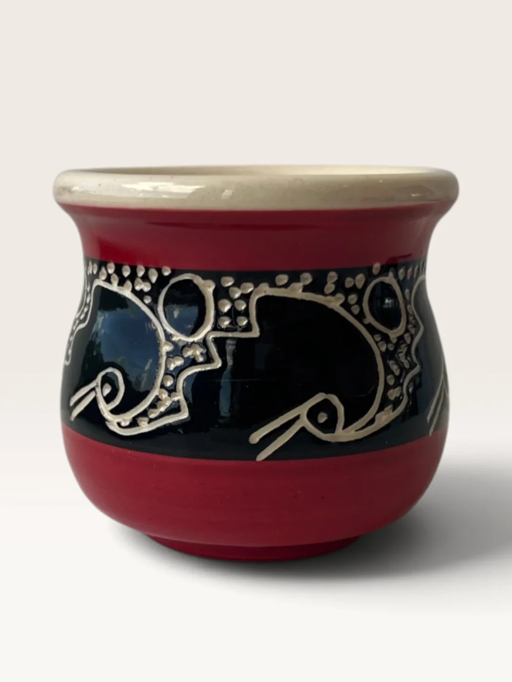 Sayju, handmade ceramic mate painted by Lucio Pederiva