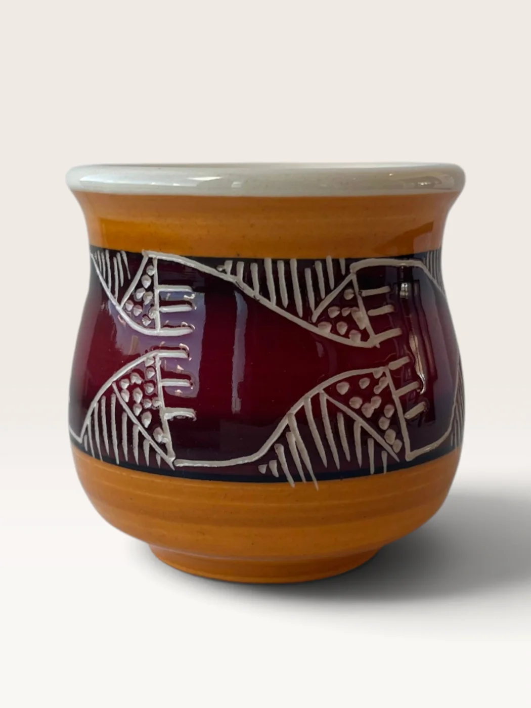 Kuarahyju, handmade ceramic mate painted by Lucio Pederiva