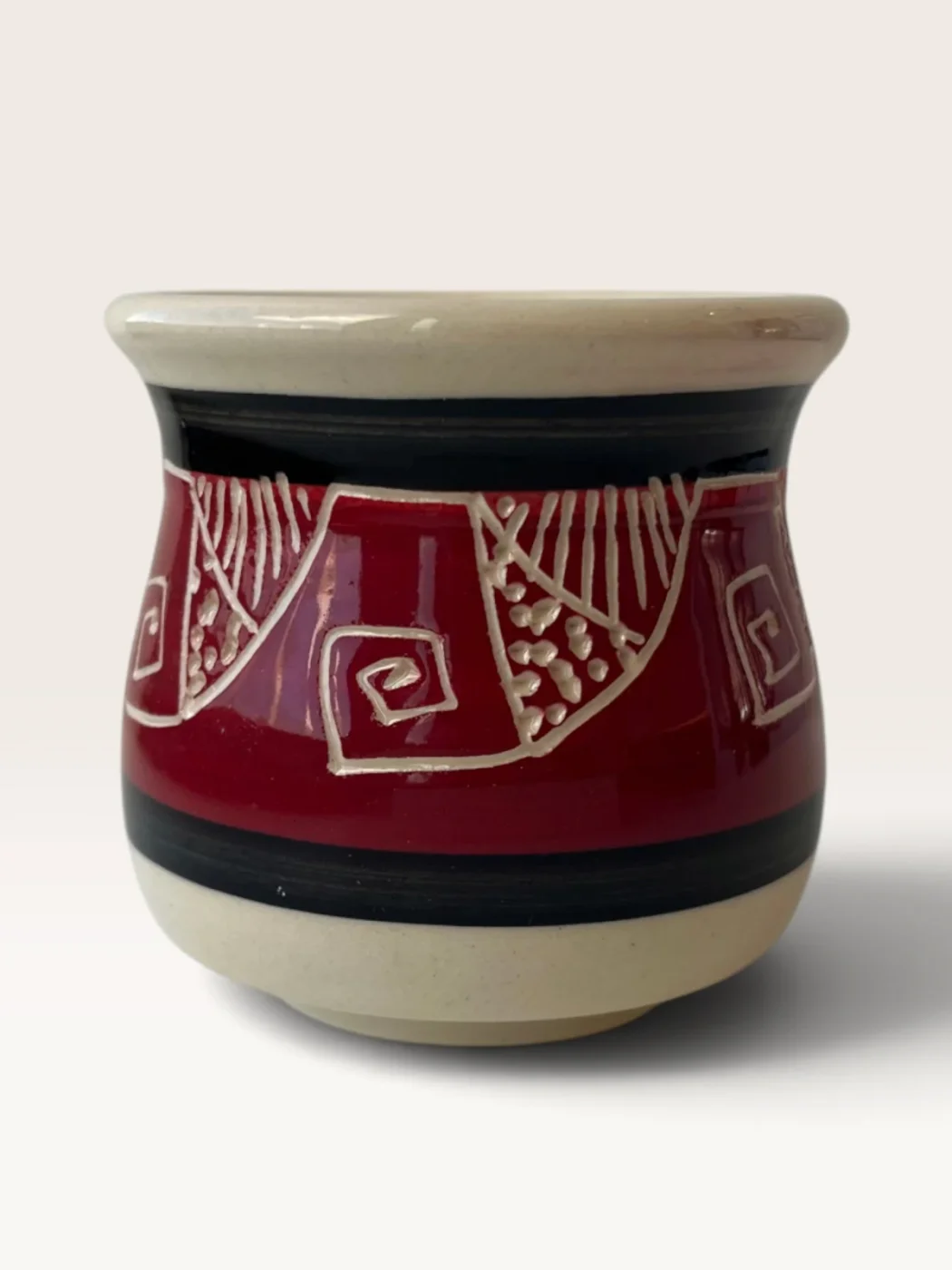 Tata, handmade ceramic mate painted by Lucio Pederiva