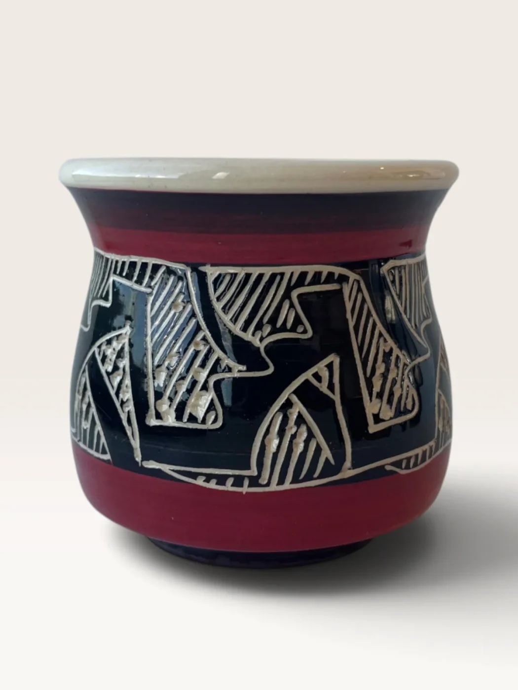Techagau, handmade ceramic mate painted by Lucio Pederiva