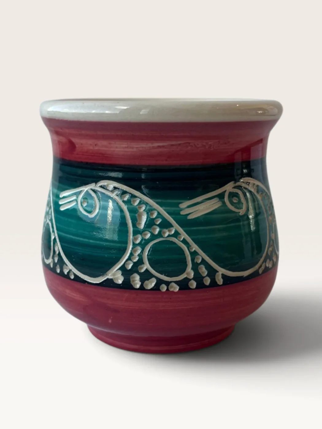 Pyta, handmade ceramic mate painted by Lucio Pederiva