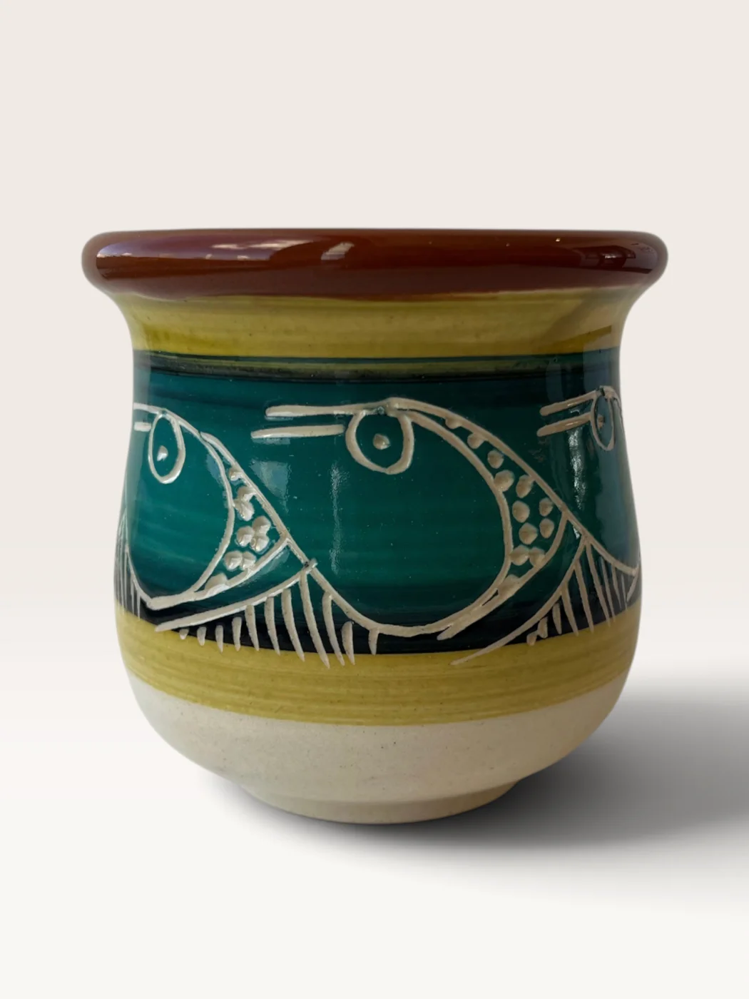 Jaguarete, handmade ceramic mate painted by Lucio Pederiva