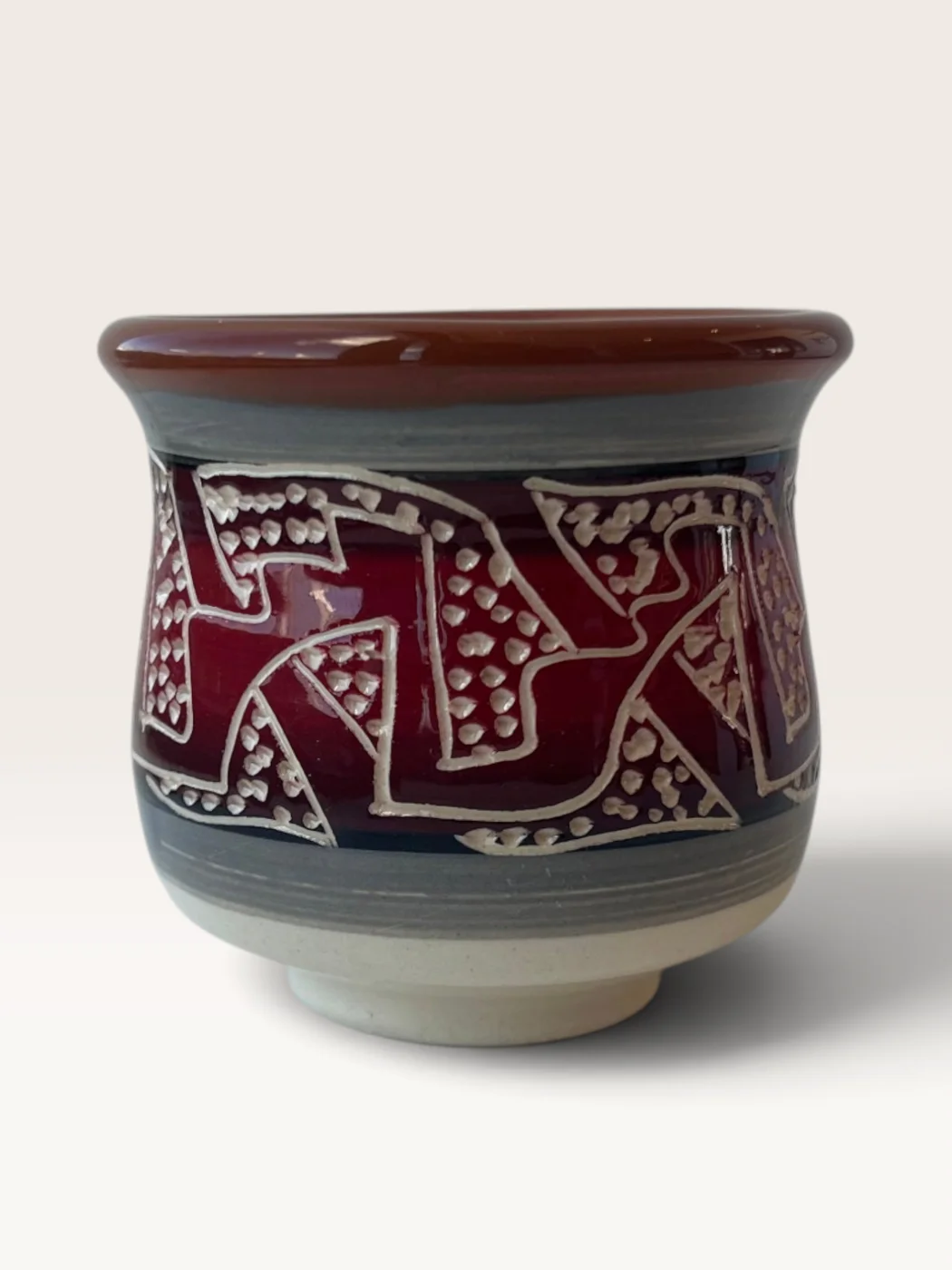 Ana, handmade ceramic mate painted by Lucio Pederiva