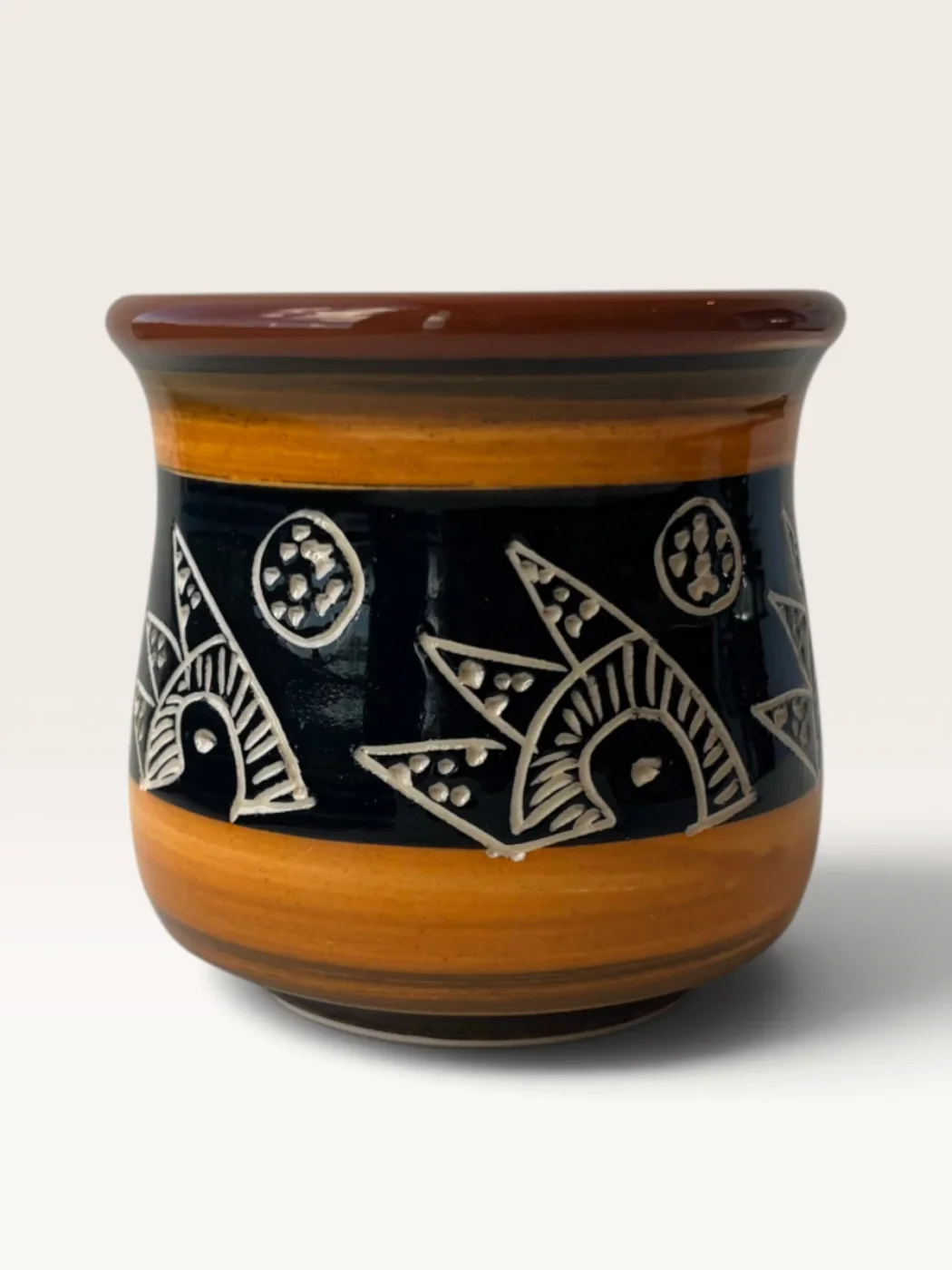 Tataindy, handmade ceramic mate painted by Lucio Pederiva