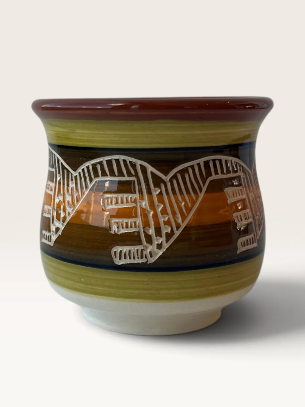 Mborevi, handmade ceramic mate painted by Lucio Pederiva