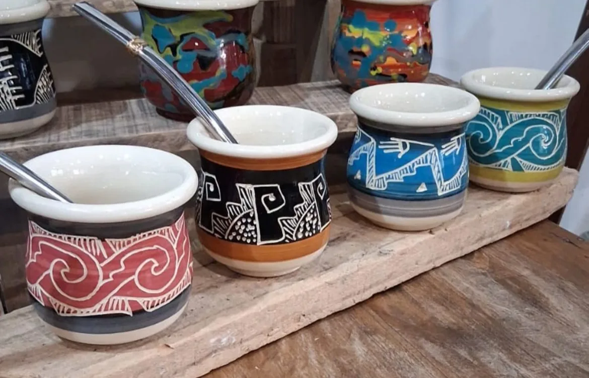 Hand-painted ceramic mates.